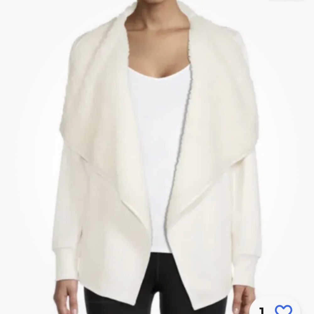 Avia Women’s Sherpa Lined Winter White Open Cardigan Size XXL/2X/20 NEW
